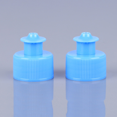 Nắp chai mỹ phẩm PET Màu xanh dương 28mm Đẩy kéo Nắp không rò rỉ