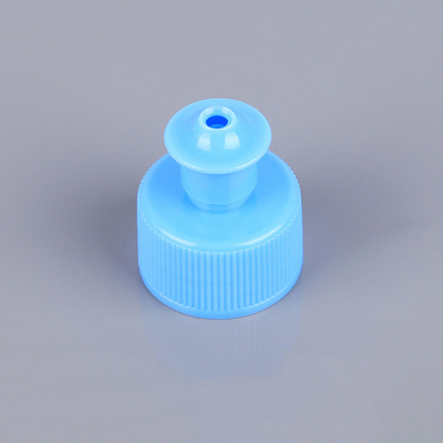 Nắp chai mỹ phẩm PET Màu xanh dương 28mm Đẩy kéo Nắp không rò rỉ