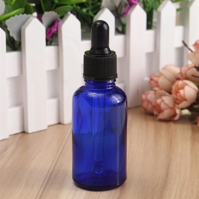LinDeer Chai nhỏ giọt thủy tinh màu xanh lam 30ml với nắp nhựa màu đen