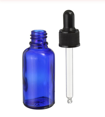 LinDeer Chai nhỏ giọt thủy tinh màu xanh lam 30ml với nắp nhựa màu đen