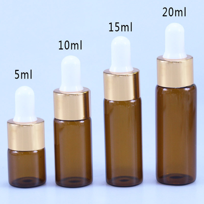 Mỹ phẩm 10ml 15ml 20ml Chai nhỏ giọt thủy tinh màu nâu cho tinh dầu