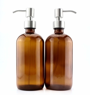 Chai nước hoa hồng thủy tinh màu nâu 500ML với bộ phân phối bơm 28mm