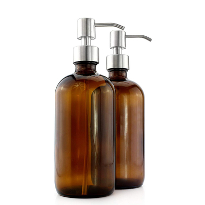 Chai nước hoa hồng thủy tinh màu nâu 500ML với bộ phân phối bơm 28mm