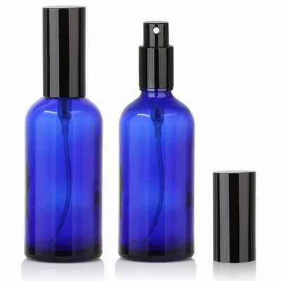 LinDeer Chai xịt mỹ phẩm bơm thủy tinh màu xanh lam 50ml với bình xịt phun sương màu đen