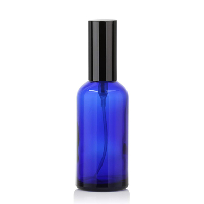 LinDeer Chai xịt mỹ phẩm bơm thủy tinh màu xanh lam 50ml với bình xịt phun sương màu đen