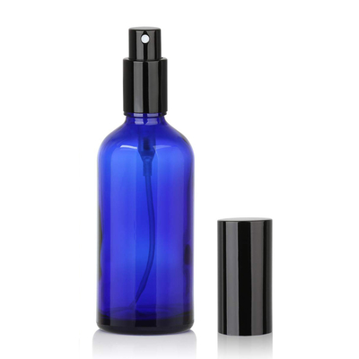 LinDeer Chai xịt mỹ phẩm bơm thủy tinh màu xanh lam 50ml với bình xịt phun sương màu đen
